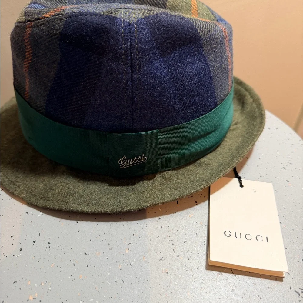 Gucci Blue and Green Plaid Hat - Picture 2 of 5